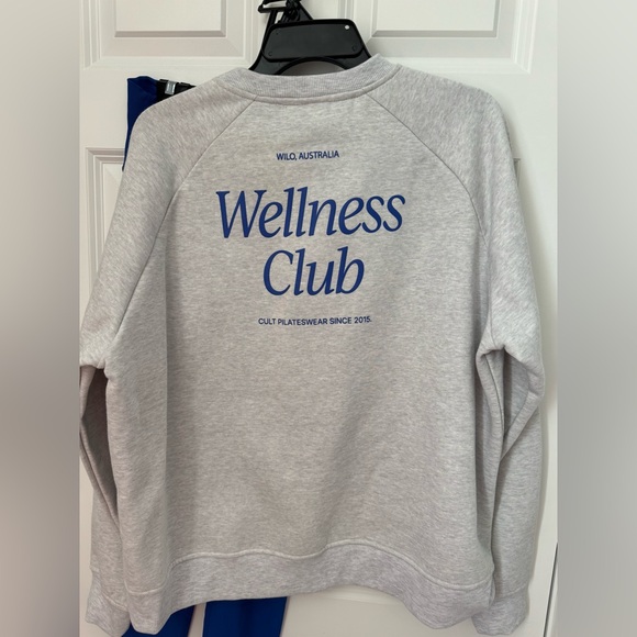 WILO The Label Gray Wellness Club Sweatshirt with Royal Blue Leggings (Set) Sz M - Picture 4 of 8